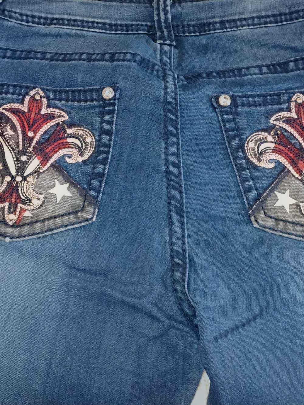 Reba Rhinestone Embellished Jeans Size 4 Western Style Bling Pockets - Picture 12 of 14